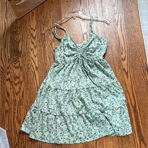 Lush Green Floral Mini Dress